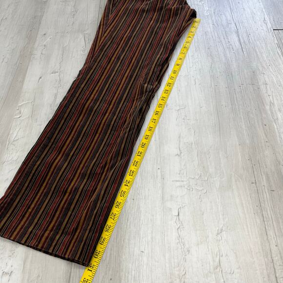 Tribal Striped Fall Colors Soft Warm High Rise Straight Leg Corduroy Pants 6 - Picture 7 of 7